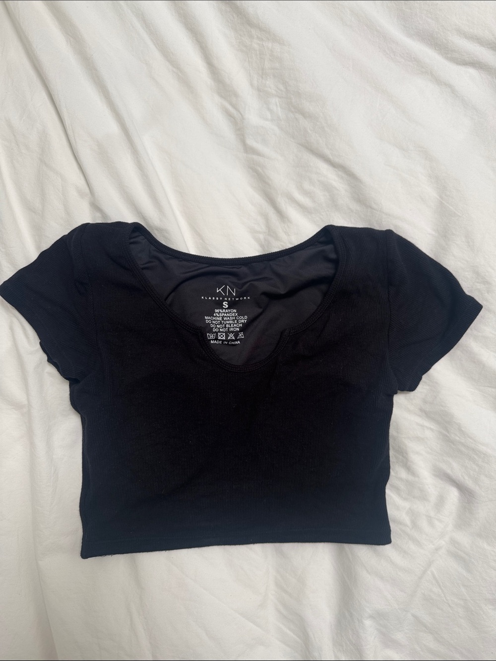 Knitted Navy Scoop Neck Crop Tee